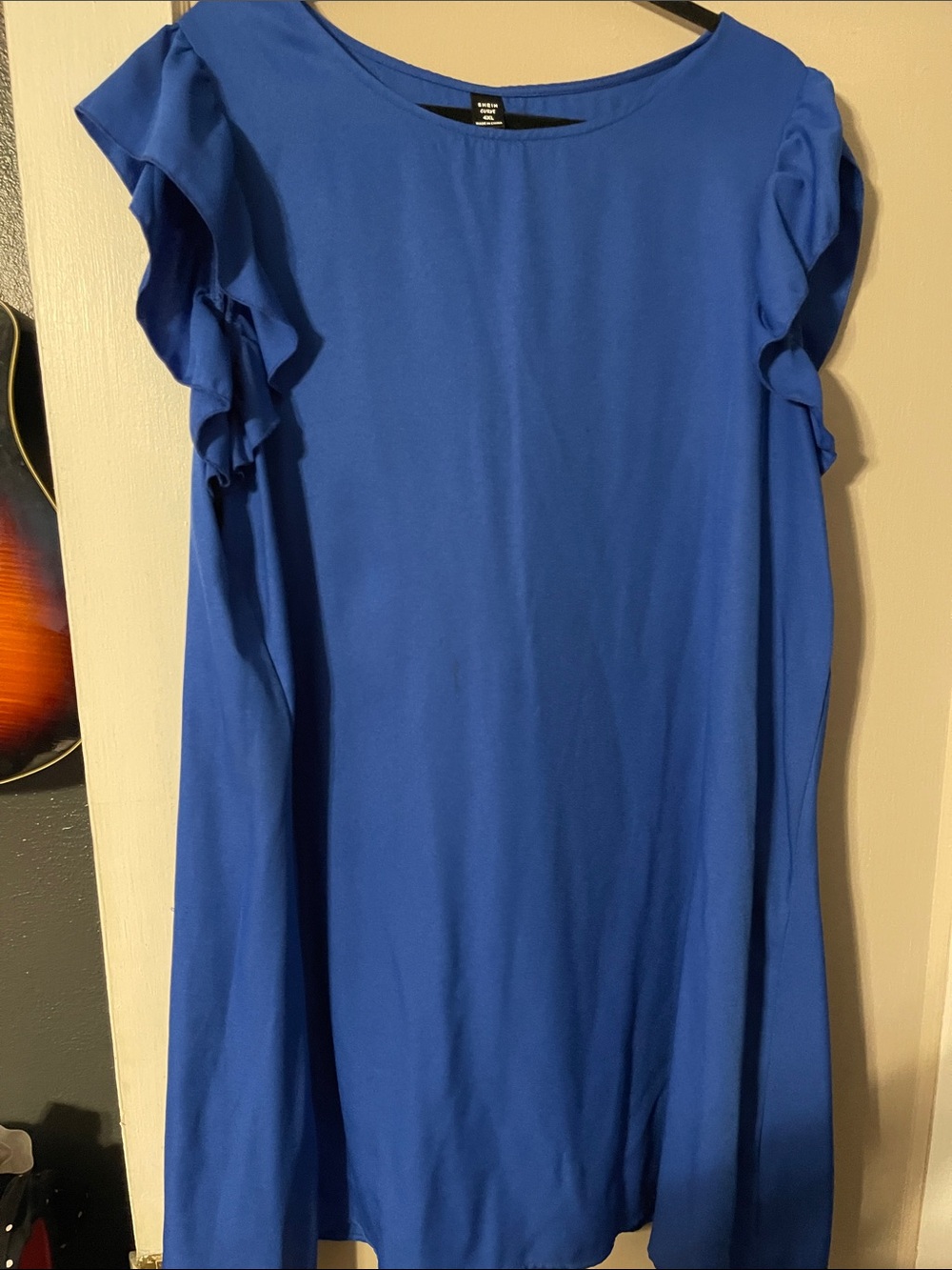 Shein Cobalt Blue Ruffle Sleeve dress
